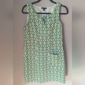 Green and White Sleeveless Dress